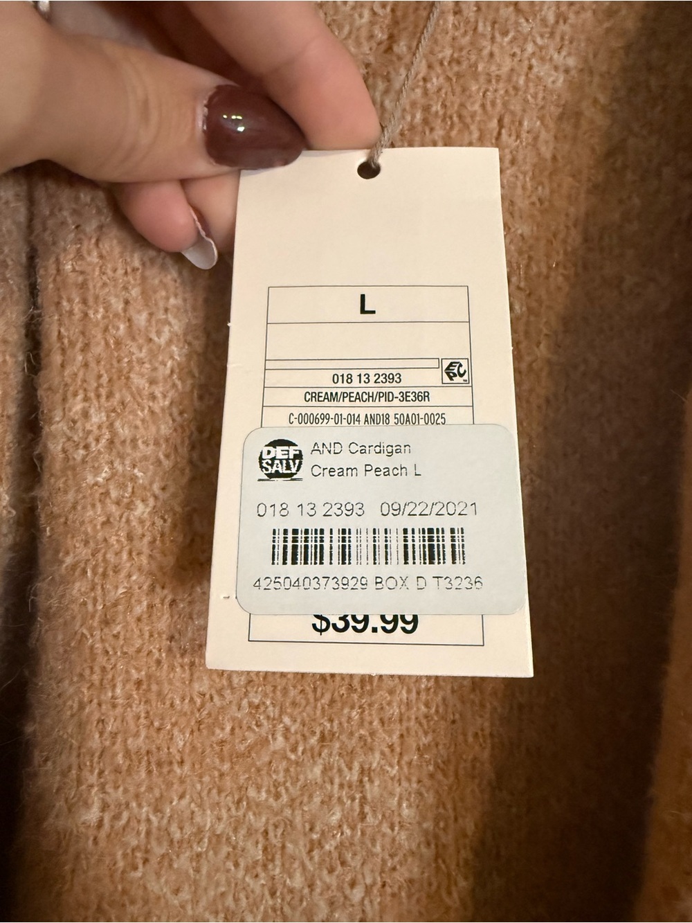 a new day Camel and Cream Houndstooth Open Cardigan Sweater - Picture 6 of 7